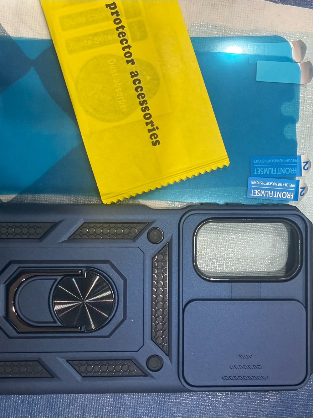 Rugged Blue Phone Case with Ring Kickstand